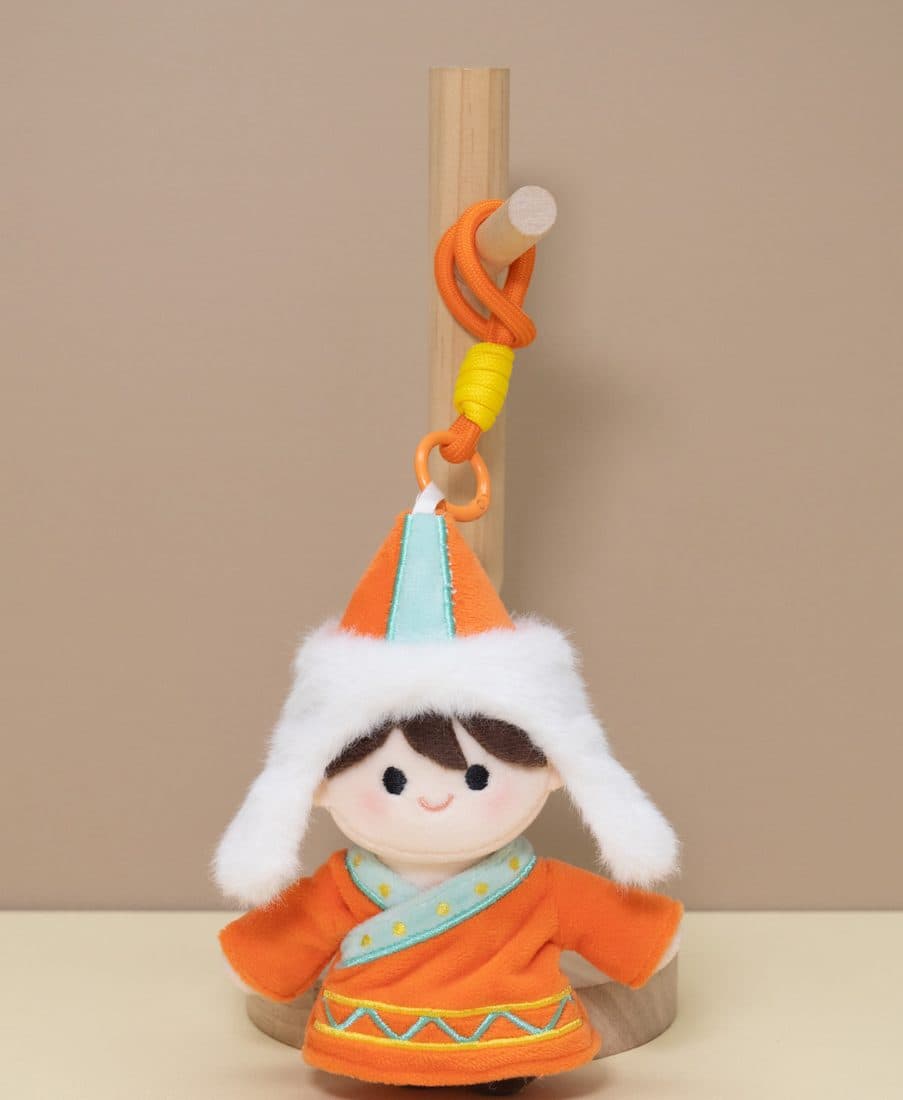 橙衣民族娃娃挂件 — LovelyJoy custom plush toy